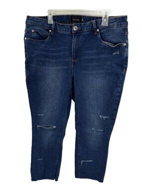 Tahari Womens 18W Chloe Fit Solution Skinny Jeans Dark Wash Stretch Denim